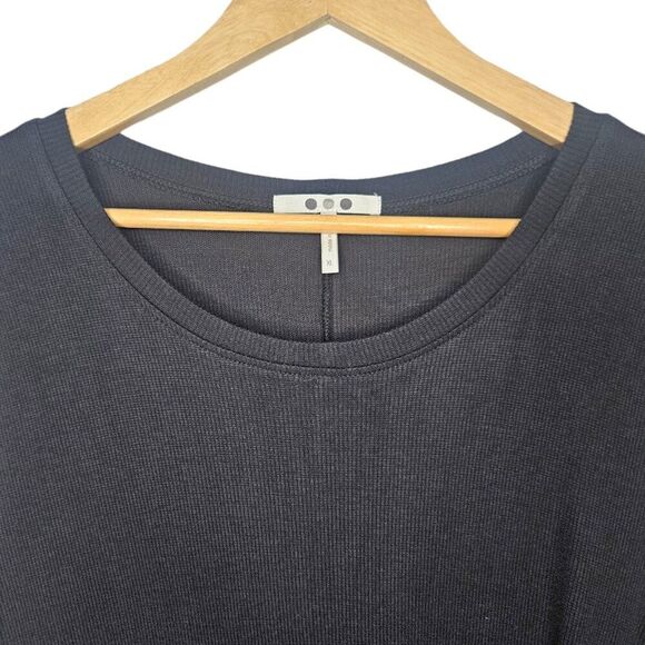 THREE DOTS Karen Dress XL Black Side-Tie Ribbed Long Sleeve Midi Length Modest - Picture 4 of 14